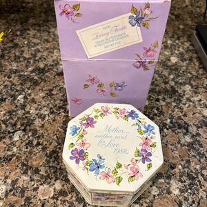 Vintage '82 Avon "Loving Treats" Decorative Tin Canister "Mother..Word for LOVE"